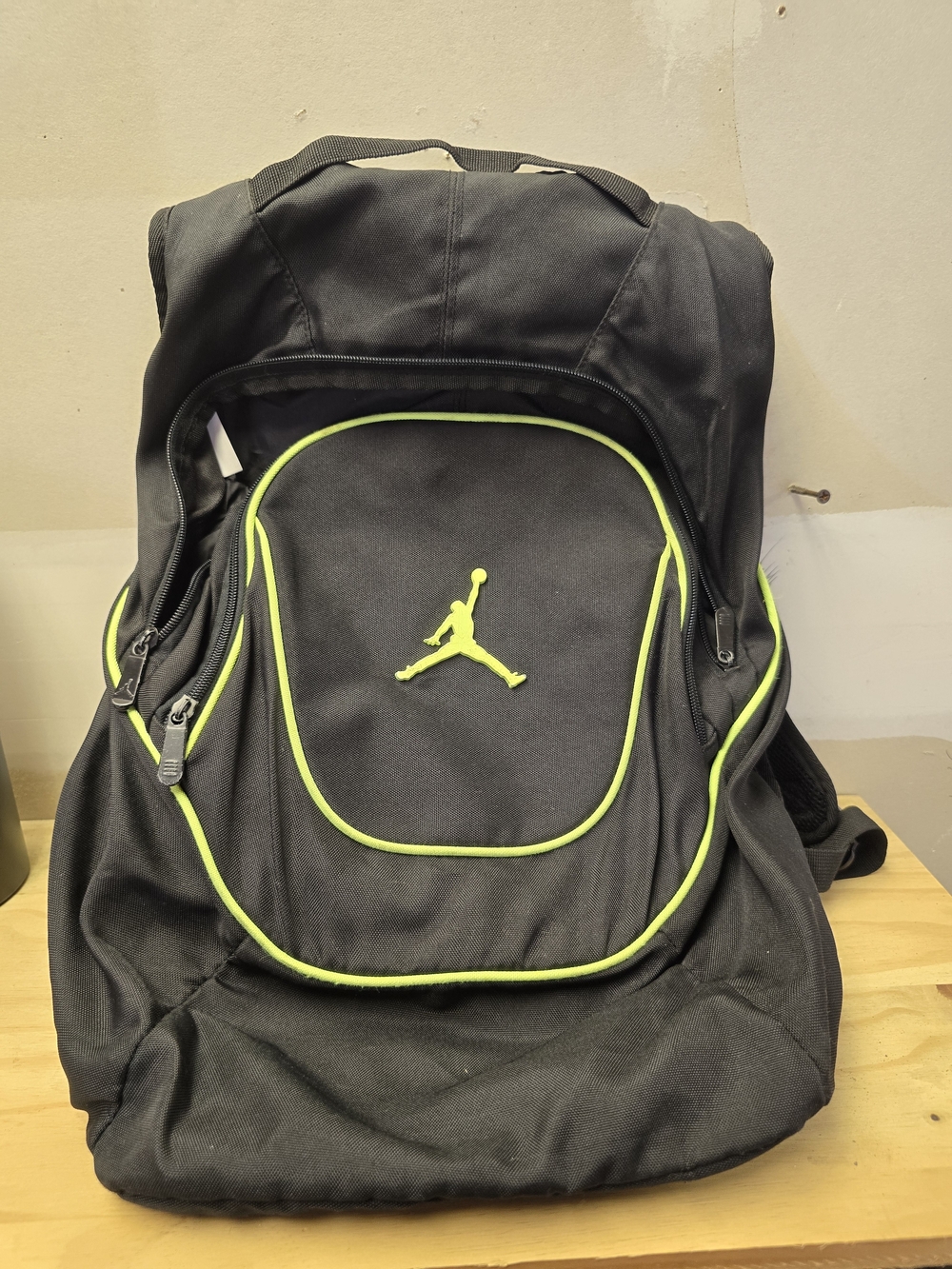 Jordan Men’s Black Backpack with Neon Green Trim